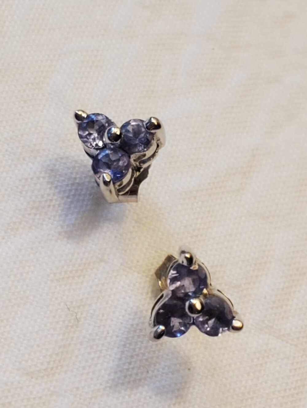 Tanzenite Triple Stone Stud Earrings Silver Royal Jewelry Manufacturing Inc